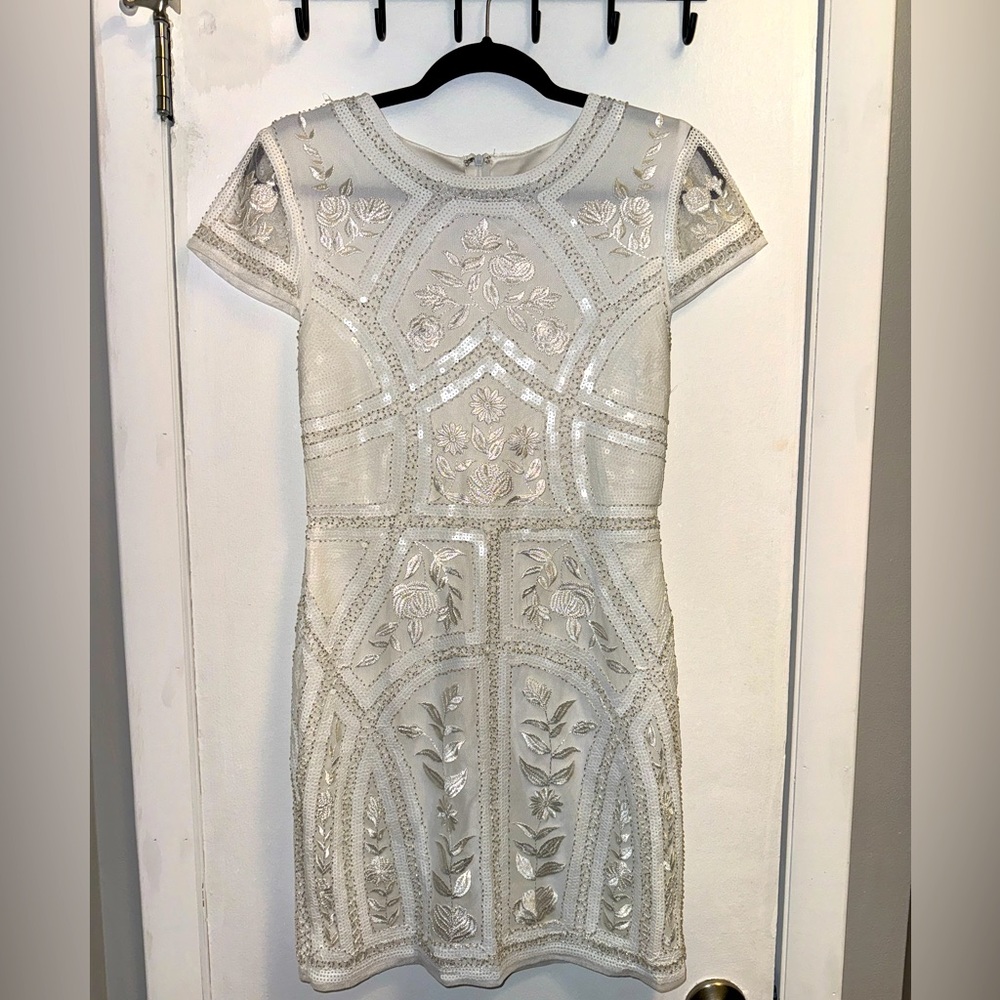 Sequin white mini dress